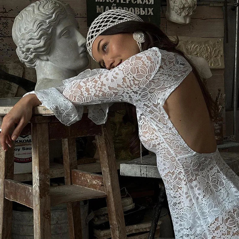 2025 Beach Dress - Women's Lace Bikini Cover Up with Sun Protection