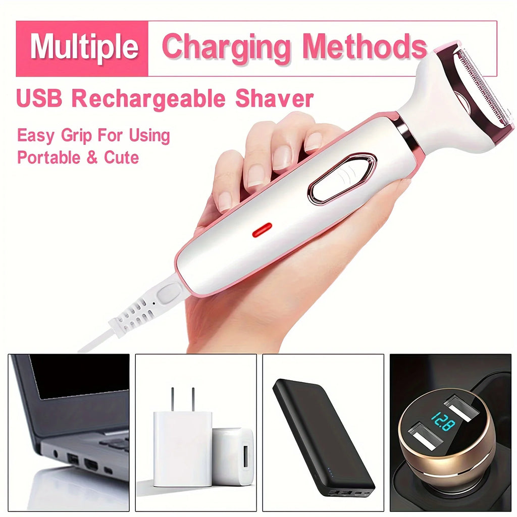 4 in 1 Electric Razor for Women Shaver Lady Shaver Body Hair Trimmer for Armpit Bikini Arm Leg Face Mustache Portable Painless