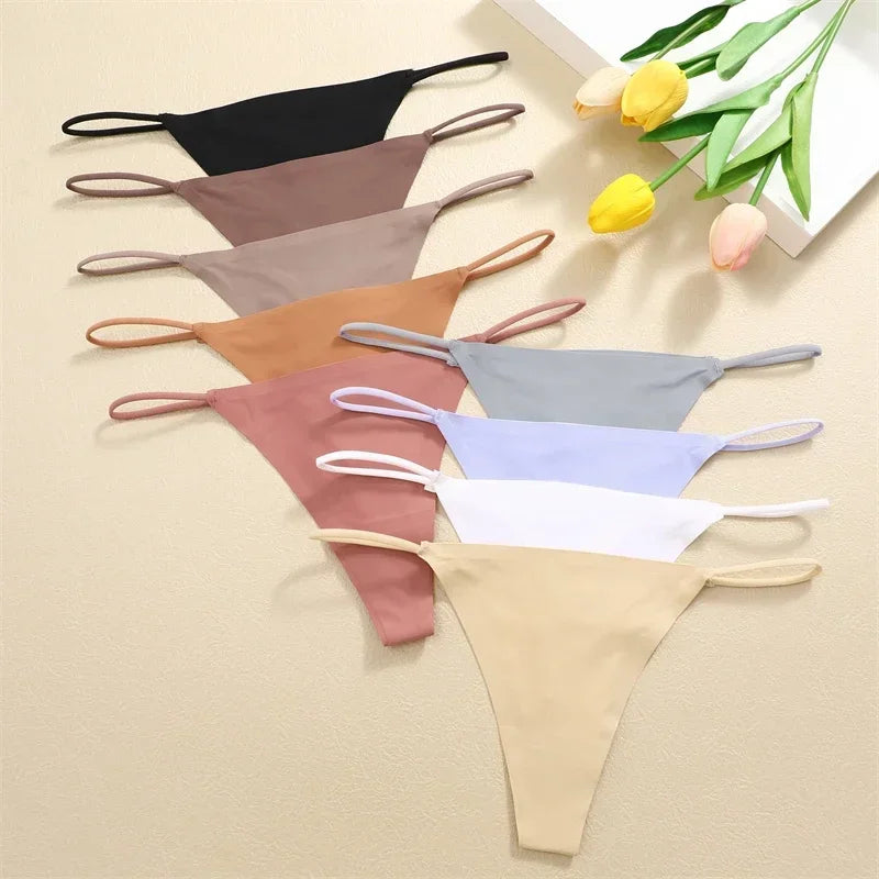 7Pcs/Set Women Seamless Thongs  High Flexibility Panties Thin Strap Low WaistSexy Underwear Ladies T-back Comfortable Women