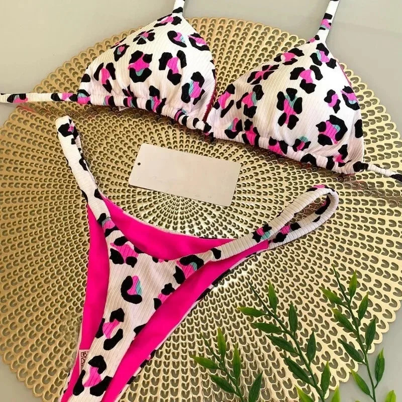 New Bikini Women Swimsuit Beach Vacation Swimwear Leopard Printed Sexy Bikini Set Beachwear Swimsuit Thong Bathing Suit Biquinis