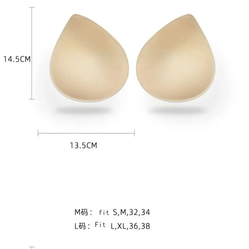 2PCS Thick Push Up Bra Pads - Latex Removable Breast Enhancer Inserts for Swimsuit, Bikini, Lingerie & Sports Bras (S/M/L)