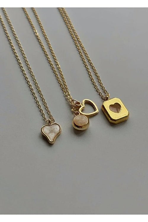 3 Piece Heart Charm Necklace Set for Women Elegant Layered Jewelry