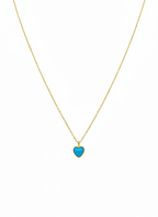 Stainless Steel Minimal Blue Stone Heart Necklace
