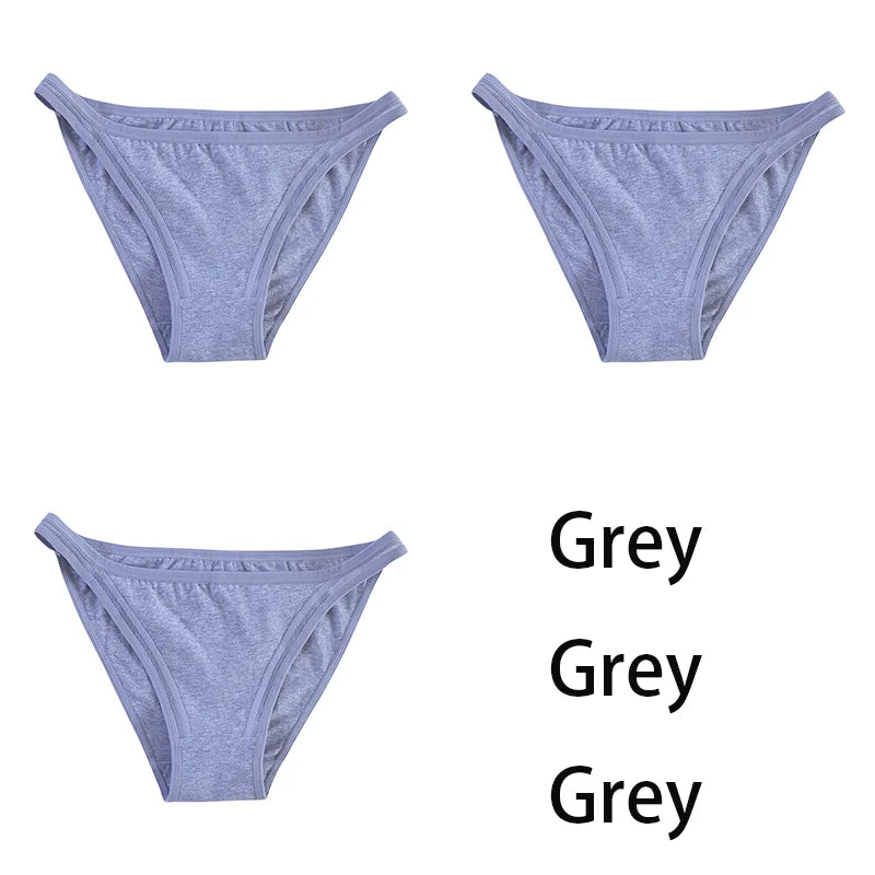 3Pcs/set Women Cotton Panties Female Mesh Underpants Solid Color Bikini Briefs Underwear Ladies Sexy Panty Girls Lingerie