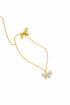 Stainless Steel Zircon Bow Necklace for Women