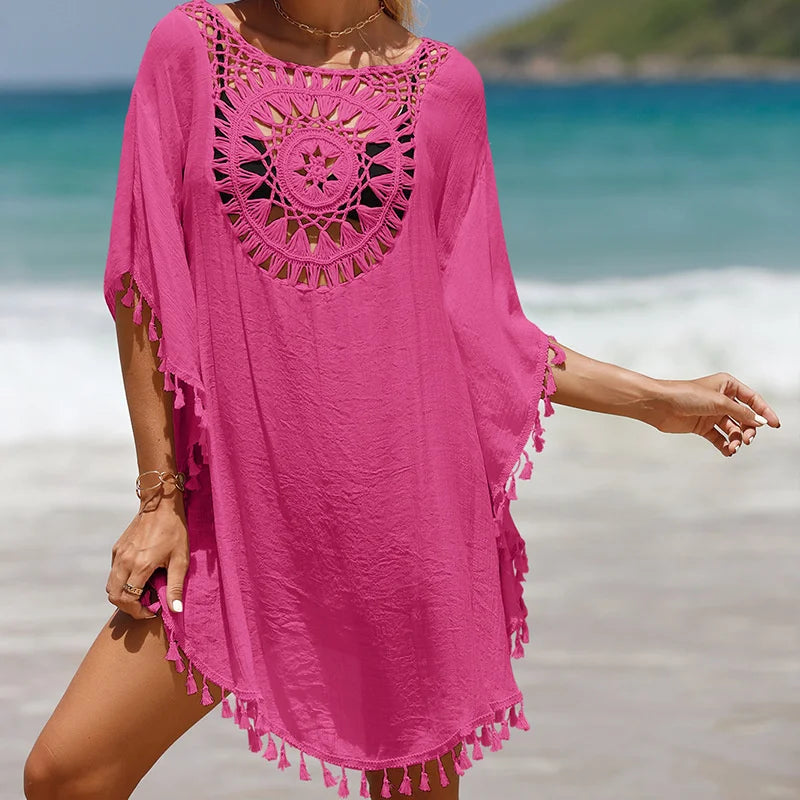 Crochet Bikini Cover Up - Sexy Beach Dress Shirt for Women Swimwear
