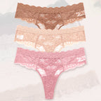 3Pcs Lace Sexy Thongs Women Low-Rise Briefs Sexy Soft Ladies Underwear Trendy Floral Underpants Female Flowery Panty Lingerie