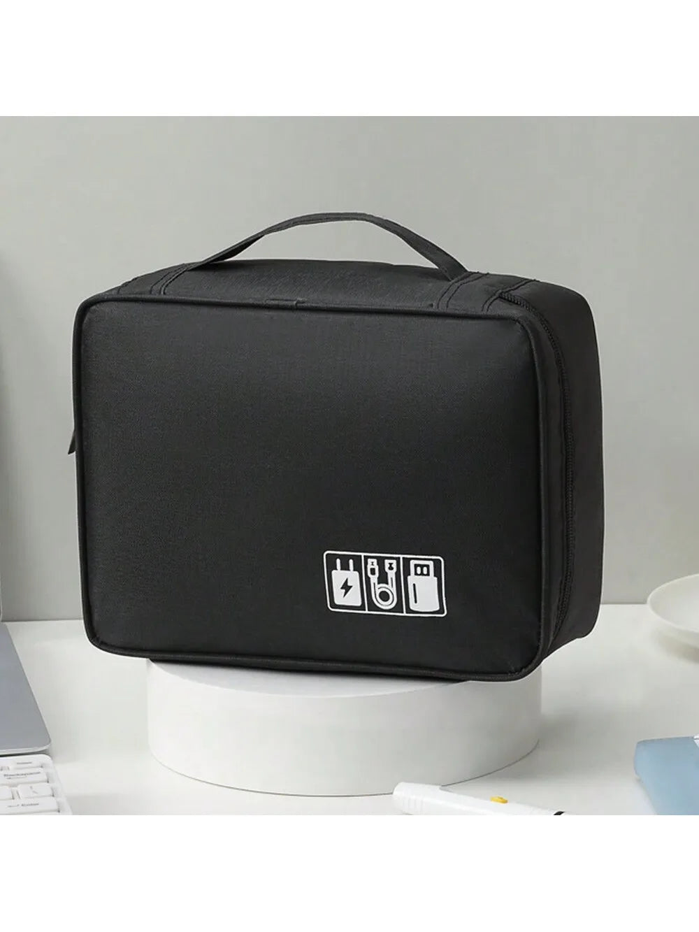 Bolsa de almacenamiento de cables, organizador electrónico digital impermeable, cargador de línea de datos USB portátil, bolsa de almacenamiento con enchufe, organizador de cables de viaje 