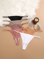 5PCS Seamless Underpants Women Ice Silk Thongs Sexy Low Waist Bikini T-back Female Solid Color Traceless G-String Panties XS-XL