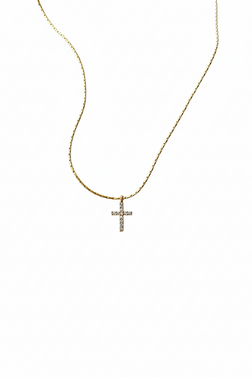 Zircon Stone Cross Necklace Elegant Minimal Women Jewelry