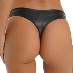 Pu Leather T-back Briefs Womens Low Rise Glossy Bikini Thong Underwear Solid Color Briefs Panties Swimwear Casual Underwear