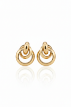 Trendy Luxury Gold Interlocking Circle Earrings for Women Modern Chic