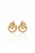 Trendy Luxury Gold Interlocking Circle Earrings for Women Modern Chic