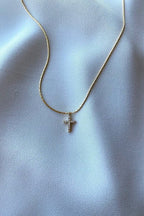 Zircon Stone Cross Necklace Elegant Minimal Women Jewelry