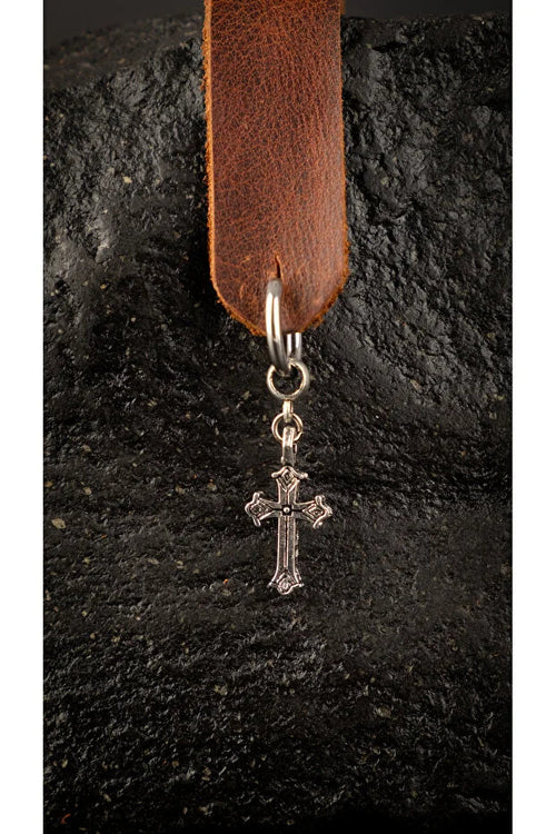 Men Stainless Steel Cross Dangle Hoop Earring Durable Modern Design