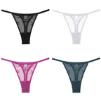 4Pcs Lace Bikini Panties Women Sexy Thongs Lace G-string Underpants S-XL Ladies Comfortable T-Back Underwear Sexy Lingerie 2022