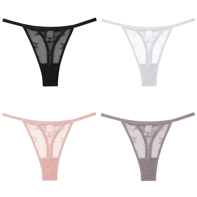 4Pcs Lace Bikini Panties Women Sexy Thongs Lace G-string Underpants S-XL Ladies Comfortable T-Back Underwear Sexy Lingerie 2022