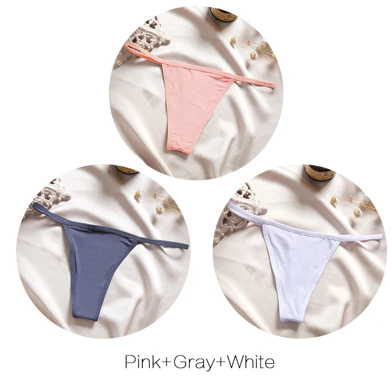 FINETOO 3Pcs/set Sexy Low-rise Thongs Women Bikini Panties T-back Underpants M-XL Female G-String Panty Ladies Thong Lingerie