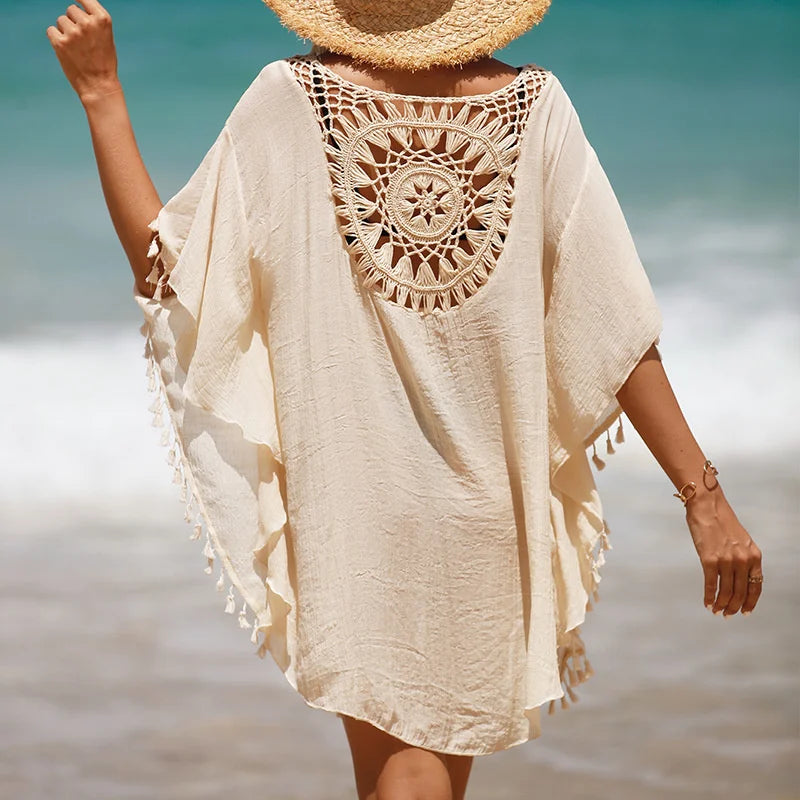 Crochet Bikini Cover Up - Sexy Beach Dress Shirt for Women Swimwear