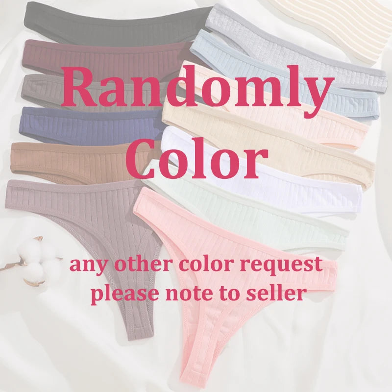 8Pcs/Set Cotton Seamless Thongs For Women Sexy Low Rise Solid Color Breathable Pantys Female Comfortable Soft G-String Underpant