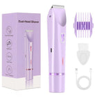 2 in 1 Electric Razors for Women Double Head Shaver for Pubic Hair Trimmer IPX7 Waterproof Wet&Dry Use Bikini Shaver for Body
