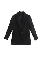 Women Fashion Double Breasted Loose Fitting Blazer Coat Vintage Long Sleeve Pockets Female Outerwear Chic Veste Femme