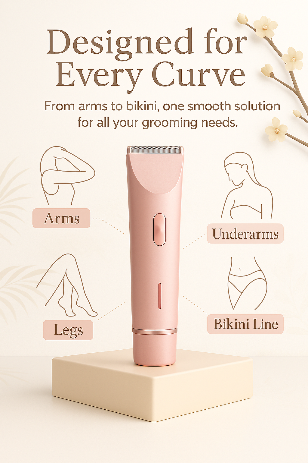 2 in 1 Women Dual-Head Painless Electric Razors Bikini Trimmer Wet Dry Use for Ladies Pubic Hair Detachable Head Electric Shaver