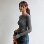 Sexy Thin See Through T Shirt Women Plain Elastic Basic Long Sleeve Casual Tops Female Slim Fit Daily Party Nightwear