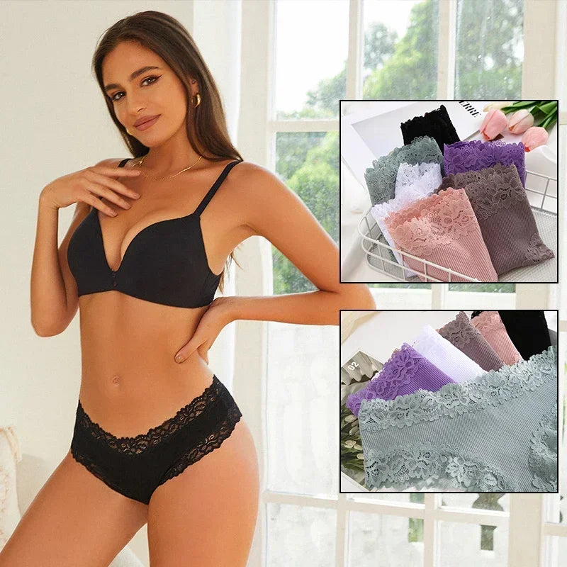 Трусы Женские Sexy Lace Seamless Cotton Panties Women's Underwear Low Waist Female Bikini Breathable Intimates Lingerie 2025