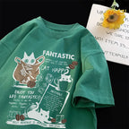 T-shirt américain rétro à manches courtes, nouvelle marque tendance été, vêtements de rue, t-shirt décontracté ample à manches courtes pour couple