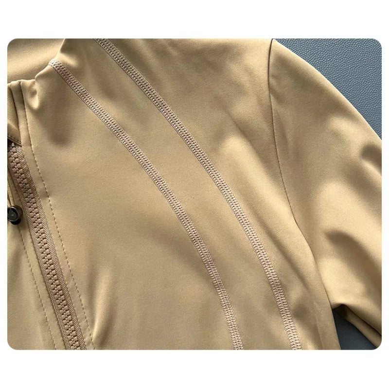 Quick Dry Stand Up Collar Fitness Jacket For Women Slim-Fit Zipper Yoga Wear Long Sleeve Breathable Running Sports Cycling Top