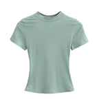 2025 New High Quality Casual T shirt Sexy Slim Short Sleeves Fashion Trend Solid Women Clothing y2k Tops