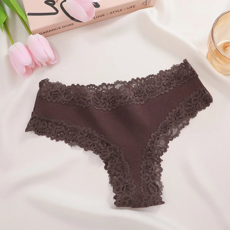 Трусы Женские Sexy Lace Seamless Cotton Panties Women's Underwear Low Waist Female Bikini Breathable Intimates Lingerie 2025