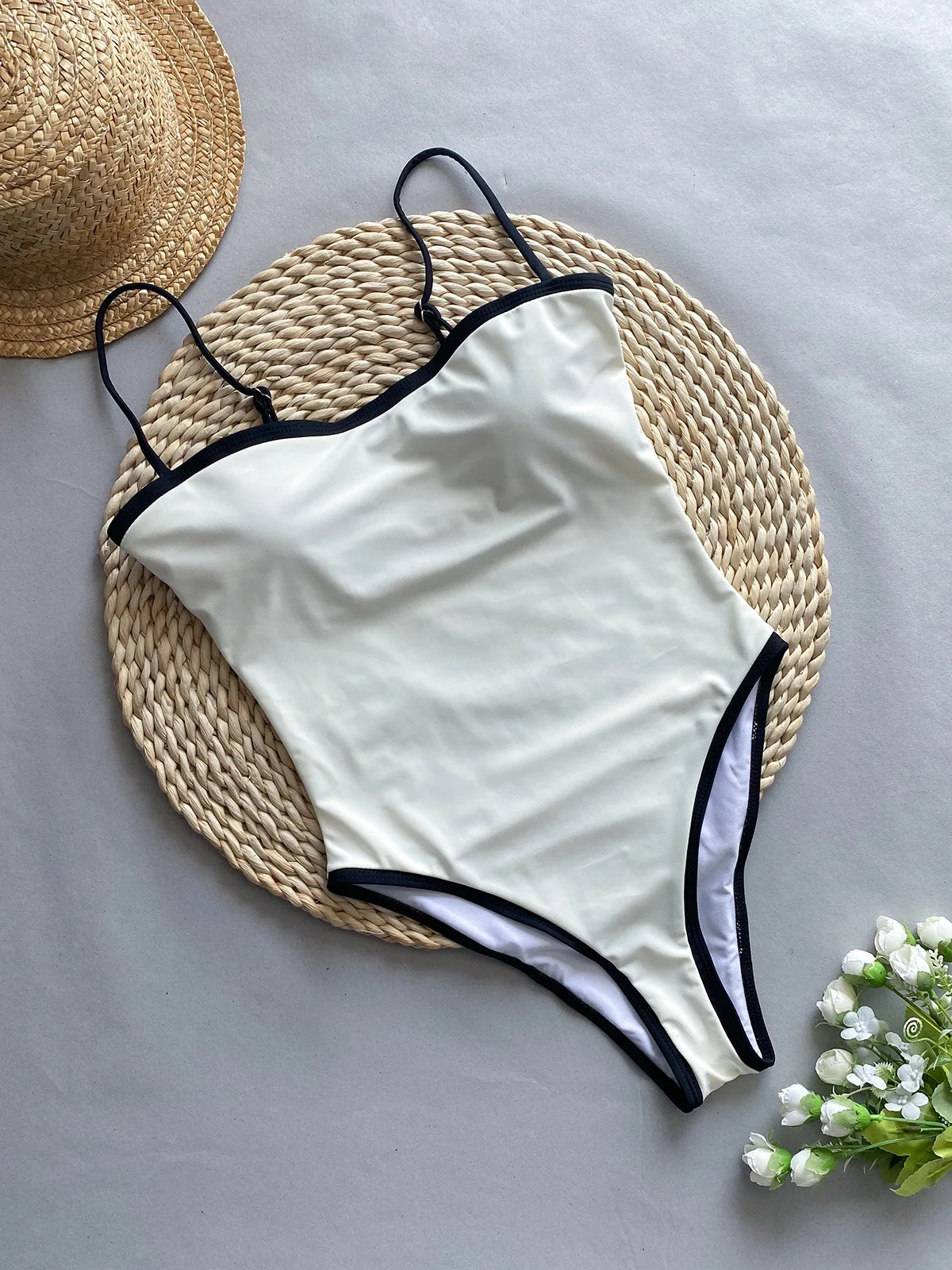 2024 Vintage One Piece Swimsuit Retro Swimwear Women's Swimsuit Bandeau Bathing Suit Beachwear Monokini Female Swimming Suits