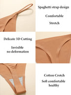 5PCS Seamless Underpants Women Ice Silk Thongs Sexy Low Waist Bikini T-back Female Solid Color Traceless G-String Panties XS-XL