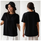 Cotton Short Sleeve Tops 220 Grams Heavy T-shirt Y2k Casual Comfortable Tee Shirt Black & White O-neck Woman Clothing YH2532