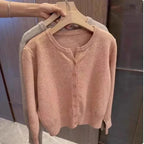 2025 New Fashion Women's Fleece Knit Loose Short Cashmere Sweater Round Neck Warm Korean Sle Casual Female Sweater Top Cloting