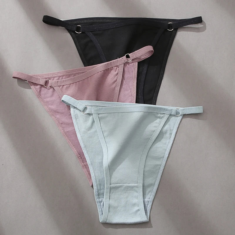 FINETOO 3Pcs/set Women's Cotton Panties Low Waist Bikini Briefs M-2XL Ladies Underwear Female Soft Solid Underpants Lingerie New