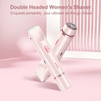 2 in 1 Women Dual-Head Painless Electric Razors Bikini Trimmer Wet Dry Use for Ladies Pubic Hair Detachable Head Electric Shaver