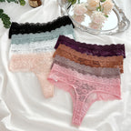 3Pcs Lace Sexy Thongs Women Low-Rise Briefs Sexy Soft Ladies Underwear Trendy Floral Underpants Female Flowery Panty Lingerie