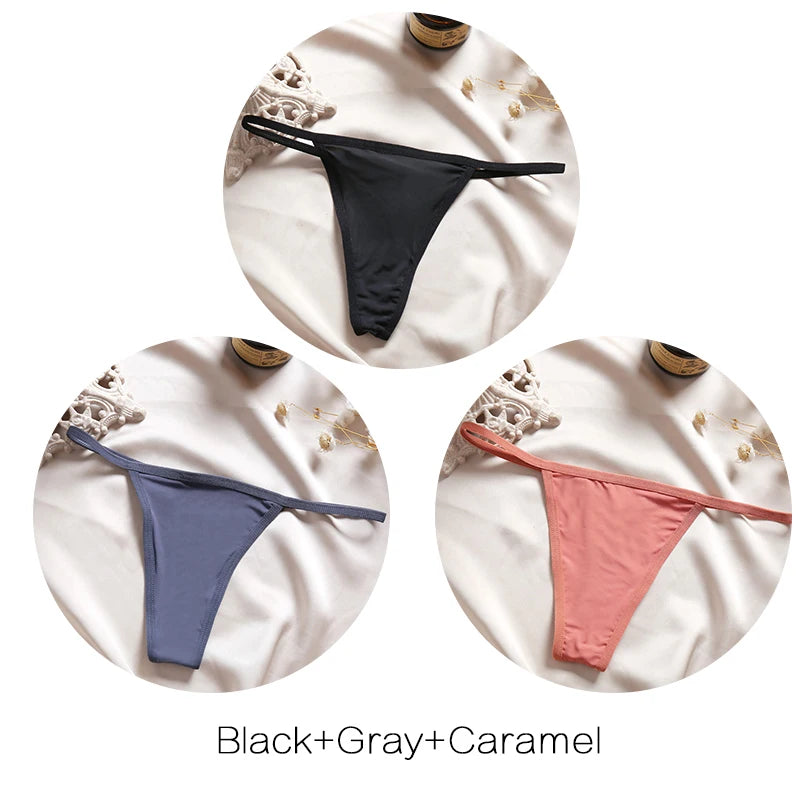 FINETOO 3Pcs/set Sexy Low-rise Thongs Women Bikini Panties T-back Underpants M-XL Female G-String Panty Ladies Thong Lingerie