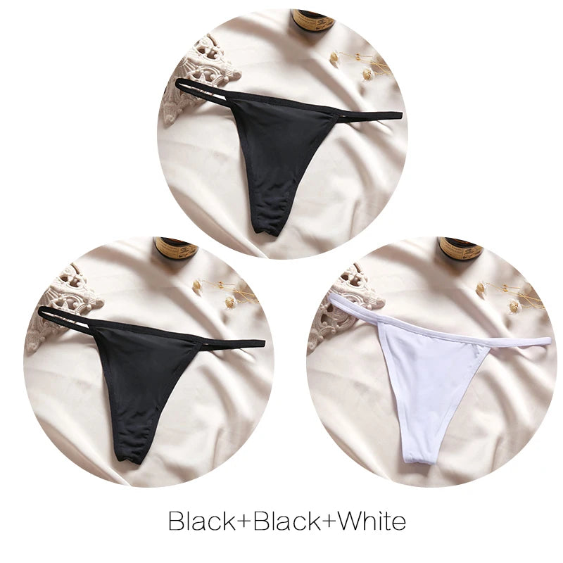 FINETOO 3Pcs/set Sexy Low-rise Thongs Women Bikini Panties T-back Underpants M-XL Female G-String Panty Ladies Thong Lingerie