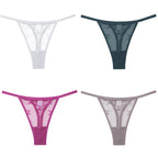 4Pcs Lace Bikini Panties Women Sexy Thongs Lace G-string Underpants S-XL Ladies Comfortable T-Back Underwear Sexy Lingerie 2022