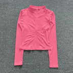 Veste de sport pour femme, chemise à manches longues, manteau d'entraînement, vêtements de gym et de yoga. 
