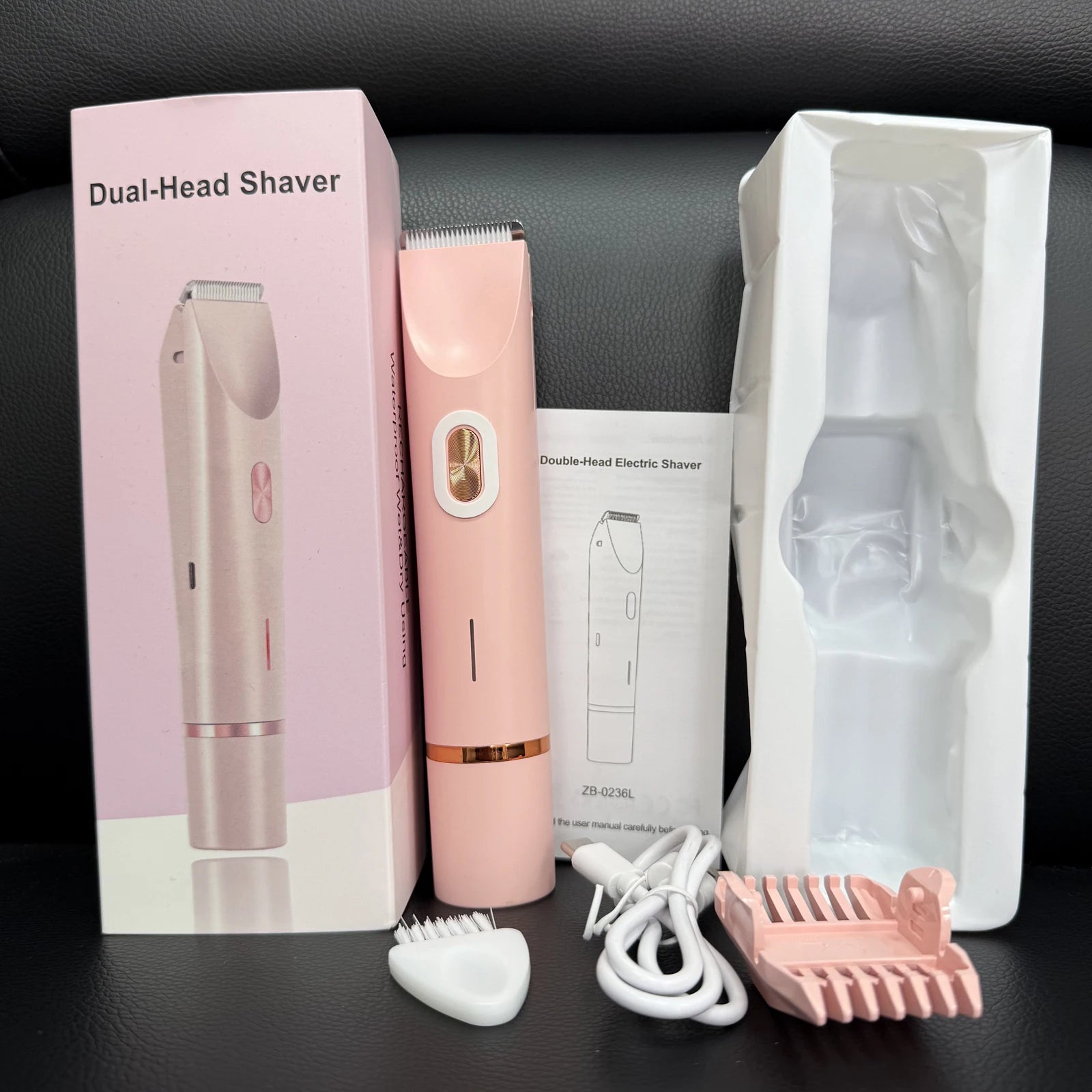 2 in 1 Women Dual-Head Painless Electric Razors Bikini Trimmer Wet Dry Use for Ladies Pubic Hair Detachable Head Electric Shaver