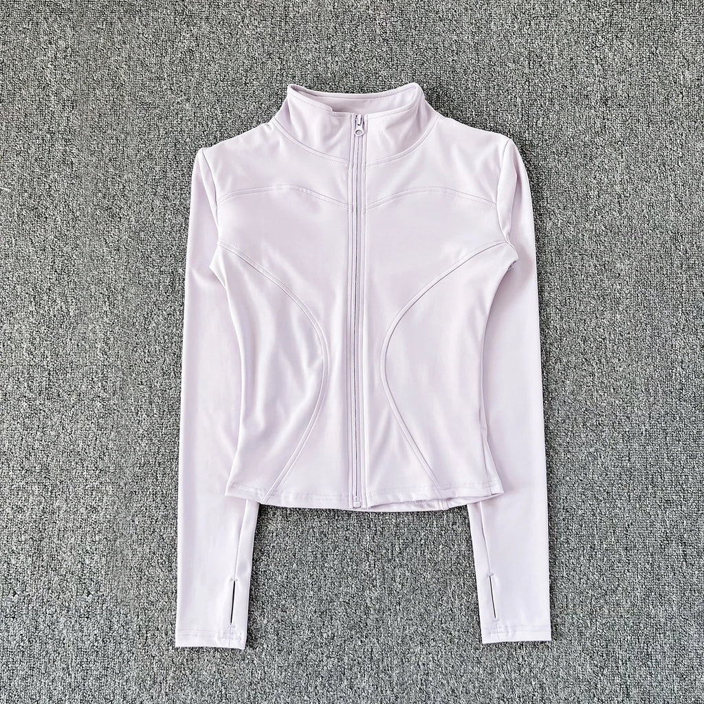 Veste de sport pour femme, chemise à manches longues, manteau d'entraînement, vêtements de gym et de yoga. 