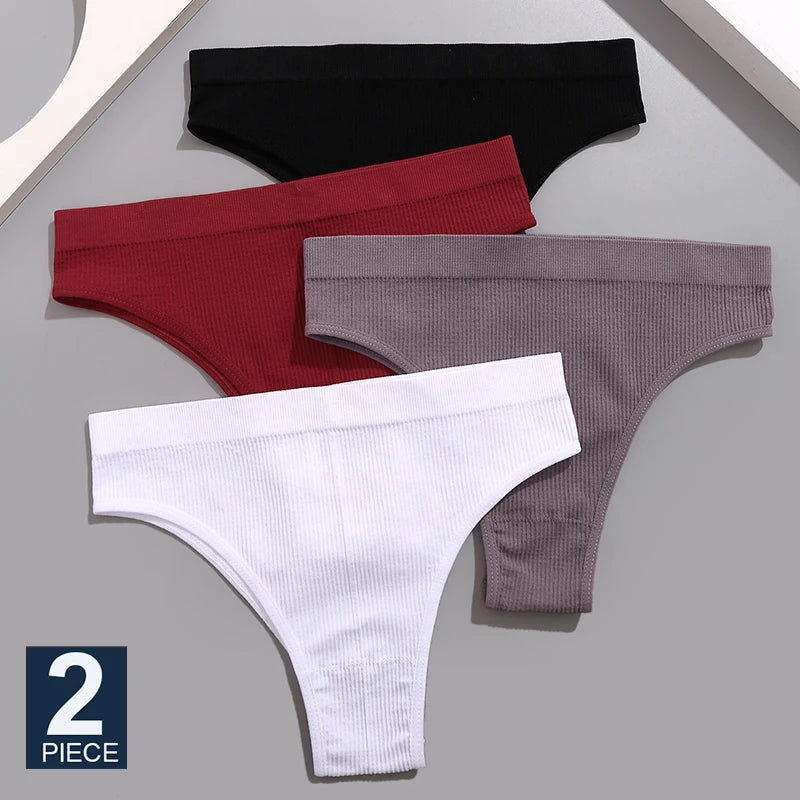 FINETOO 2PCS/Set Seamless Women Pantys High Waist Briefs Solid Color Brazilian Panties Girls Sexy Underpants For Women Lingerie