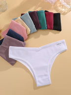 6PCS/Set Cotton Waffle Underwear for Women Sexy Low-Waist Brazilian Panties Female Breathable Solid Color Soft Lingerie Bikini