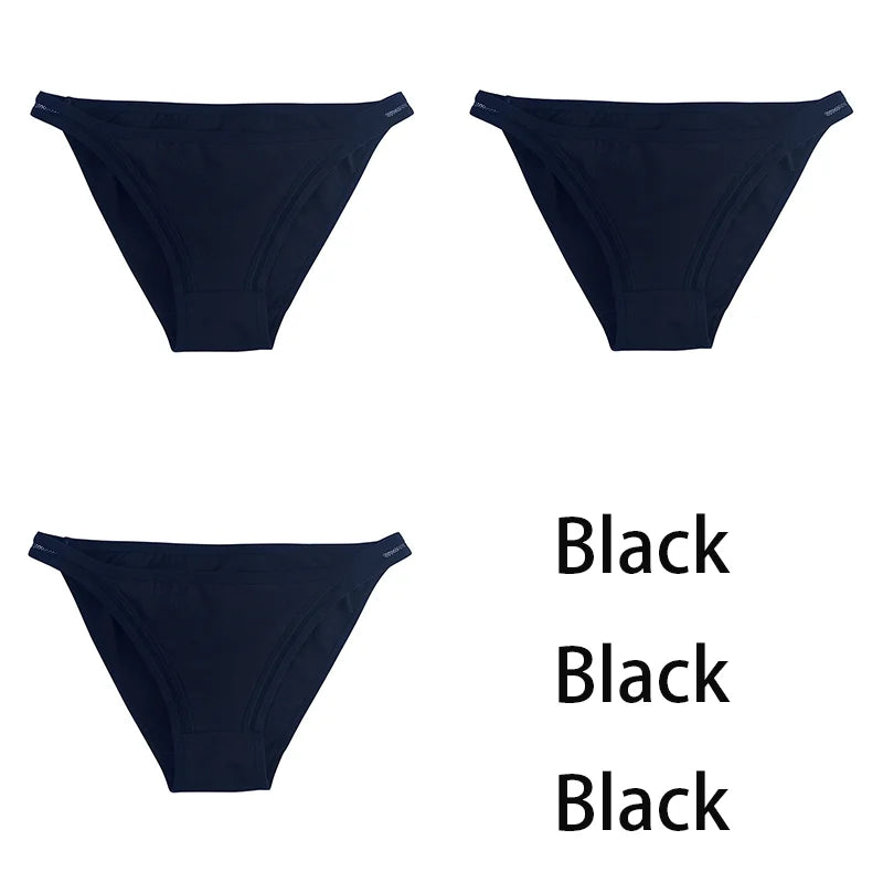 3Pcs/set Women Cotton Panties Female Mesh Underpants Solid Color Bikini Briefs Underwear Ladies Sexy Panty Girls Lingerie