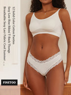 6PCS/Set Sexy Lace Cotton Panties Women Brazilian Panties Ladies Sexy Low Waist Elastic T-Back Bikini Solid Soft Lingerie S-XL